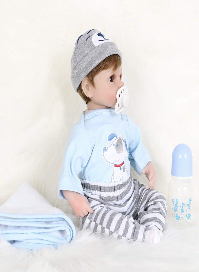 ENADOLL Reborn Baby Doll Realistic Silicone Vinyl Baby Blue Dog Boy 16 inch Weighted Soft Body Lifelike Doll Gift Set for Ages 3+ - Image 5